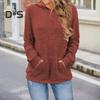 Women Knitted Sweater Hooded Long Sleeve Loose Fit Ribbed Knitting Pullover Tops with Pockets Casual Solid Color Autumn Knitwear