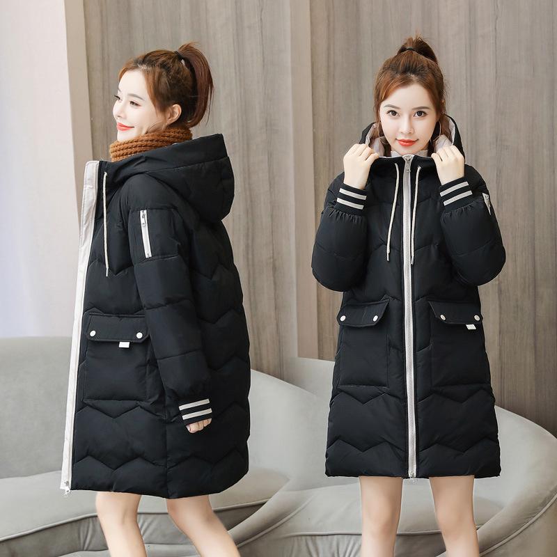 Women Winter Warm Coat Fashion Hooded Down Jacket Cotton Padded Long Female Zipper Outerwear