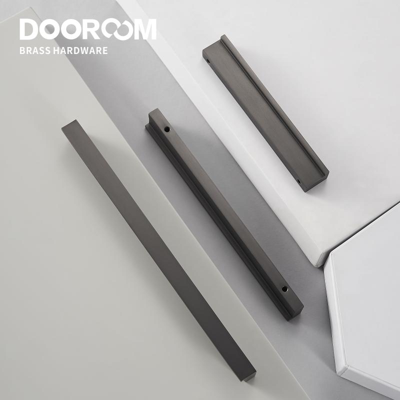 Dooroom Латунные мебельные ручки Современная мода Серые ручки для шкафа, комода, тумбы, ящика, витрины, винного бара, ручки-кнопки