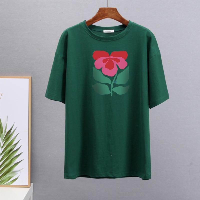 Hirsionsan Harajuku футболка с цветочным принтом женская летняя шикарная готическая одежда абстрактные футболки с рисованной графикой свободные хлопковые женские топы