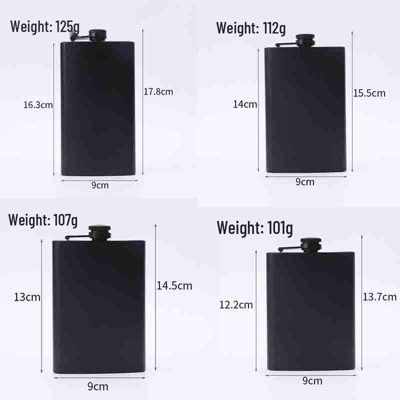 Matte Black 6 oz Stainless Steel Hip Flask for Outdoor Use