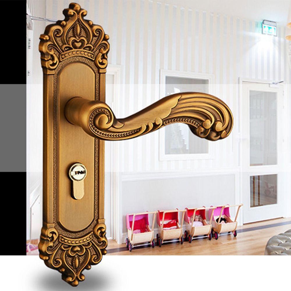 Комплект дверных ручек в европейском стиле, винтажные ручки для межкомнатных дверей, ретро-замок безопасности, для внутренних помещений