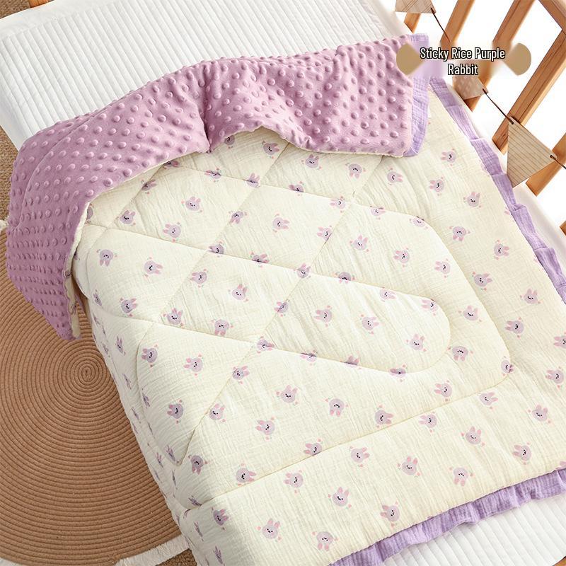 Three-Piece Pure Cotton Baby Bedding Set - Bean Cover Blanket, Cloud Pillow, Ruffled Quilt for Spring/Autumn