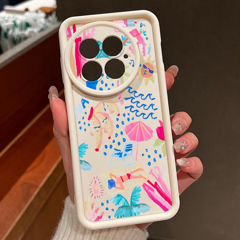 For OnePlus 13 Case Cartoon Vacation Painting Shockproof Bumper Silicone Cover For OnePlus 15 Nord 5 13R 13T 12R 12 11R 5G