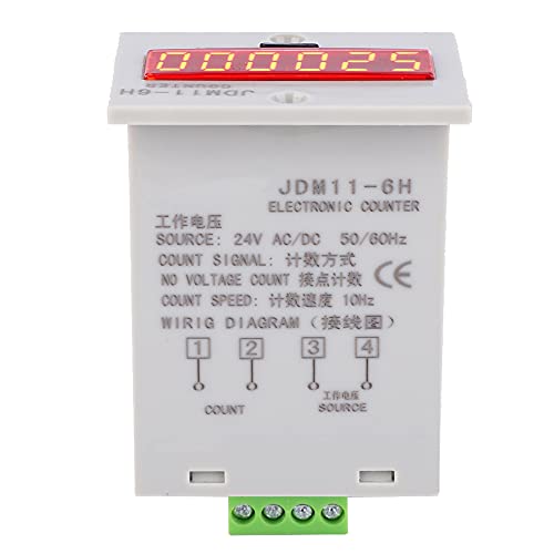 Walfront JDM116H LED Digital Display Counter, 6-Digit Counter with Multiple Inputs, Anti-Interference (AC/DC 24V)