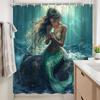 1 шт. Золотой хвост русалки Подводная занавеска для душа - Волшебный декор для ванной комнаты, Полиэстер, Стирающийся, 70,8x70,8 дюймов, Сушить на веревке, n