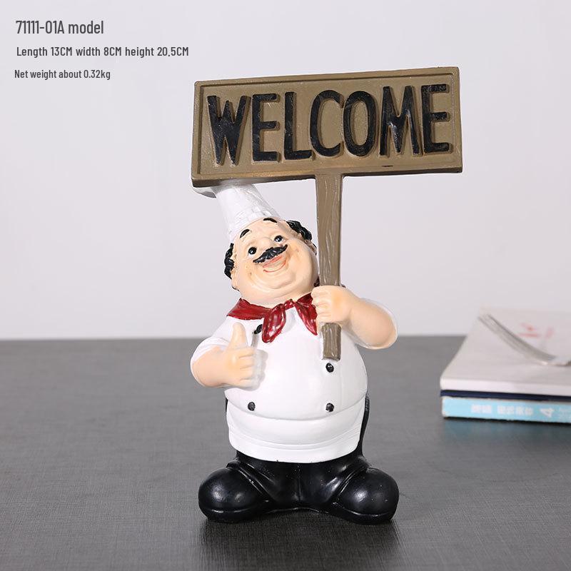 European Chef Figurine - Decorative Ornament for Home, Cafe, Cake Shop, or Living Room