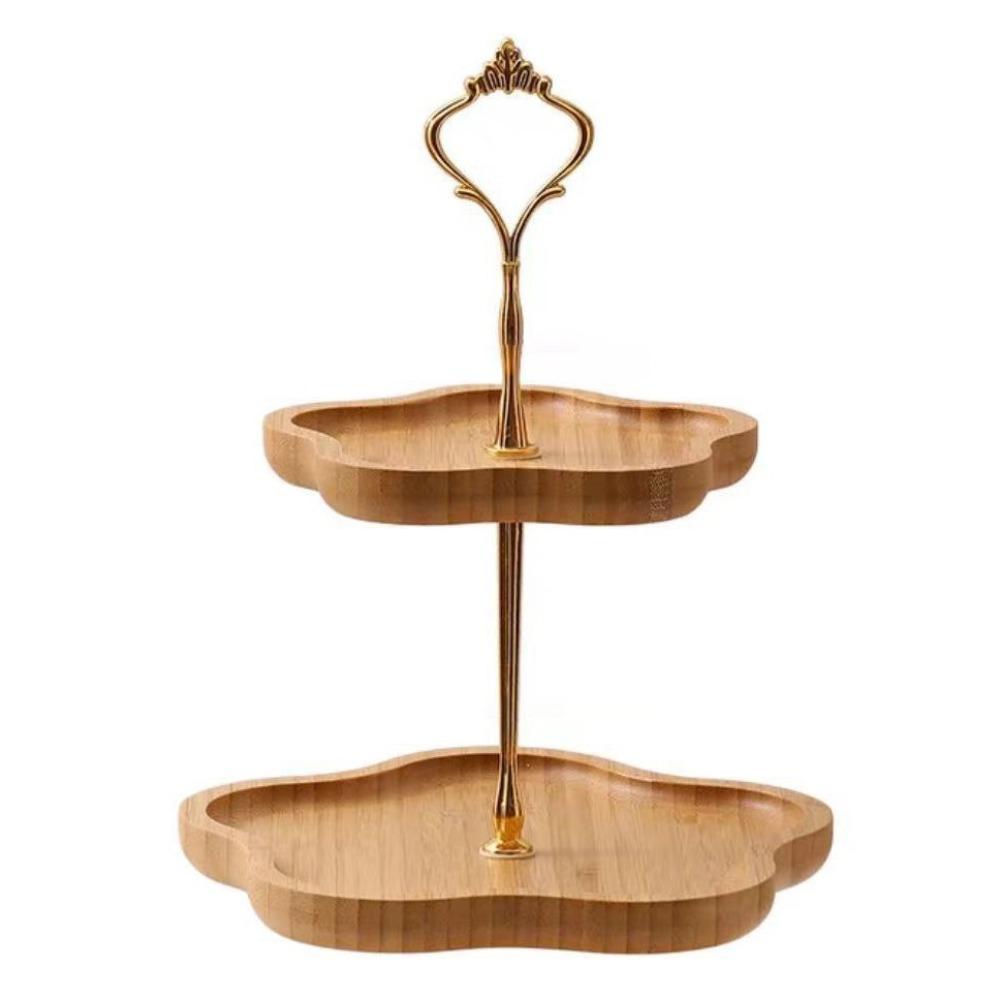 Цветочная подставка для тортов 2/3 яруса, большая корзина для сухофруктов, экологичная бамбуковая тарелка для хранения закусок, журнальный столик