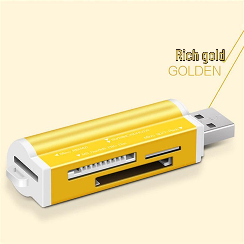 Компактный алюминиевый USB 2.0 кард-ридер (4-в-1)