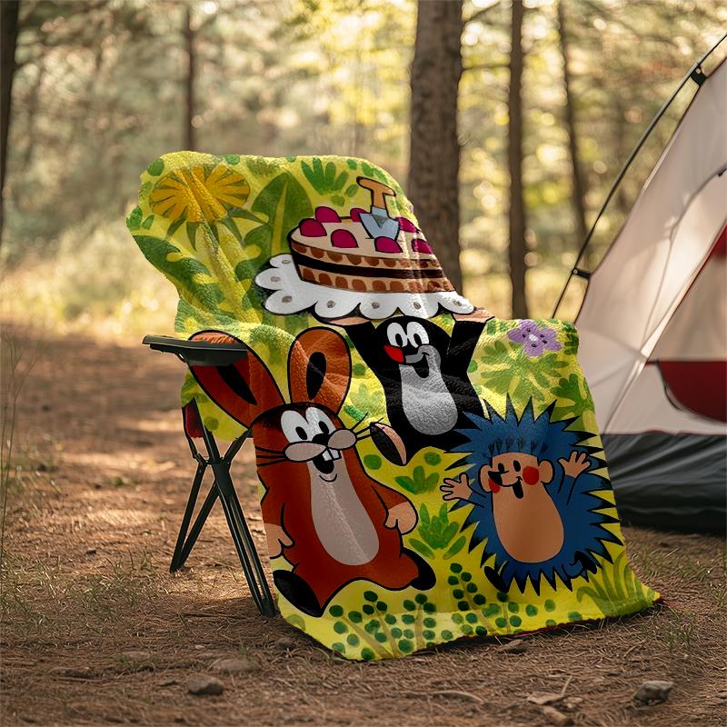 Krtek Theme Printed Blanket - Perfect for Couch, Bed, Travel & Outdoor Use | Machine Washable, Cozy & Durable.