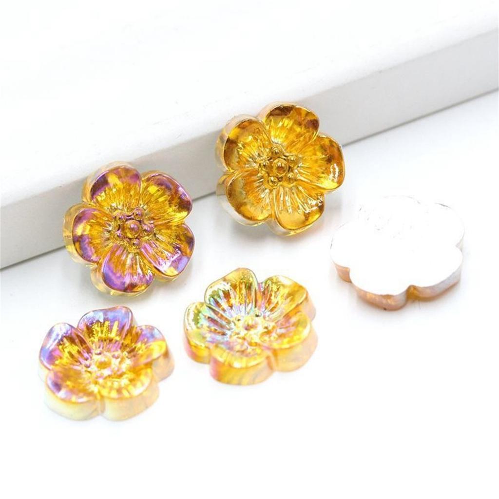 100pcs 15mm Flower Design Acrylic Rhinestone, Flat Back Art Beads Decorate DIY Rhinestone Applique Crystal Flower