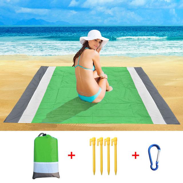 200x210cm Waterproof Pocket Beach Mat Folding Camping Sand Free Blanket Mattress Portable Lightweight Mat Outdoor Picnic Mat