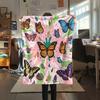 1Pc Butterfly Print Flannel Blanket, High quality Comfortable for All Seasons, Home Decor, Warmth and Comfort, Perfect for Christmas Gifts W35