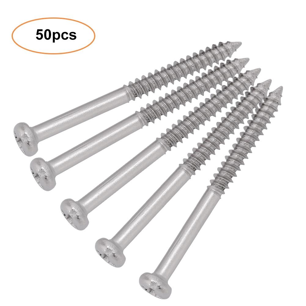 50 шт. Никелированные стальные крепежные винты для звукоснимателя бас-гитары, запасные части для JB Jazz Bass