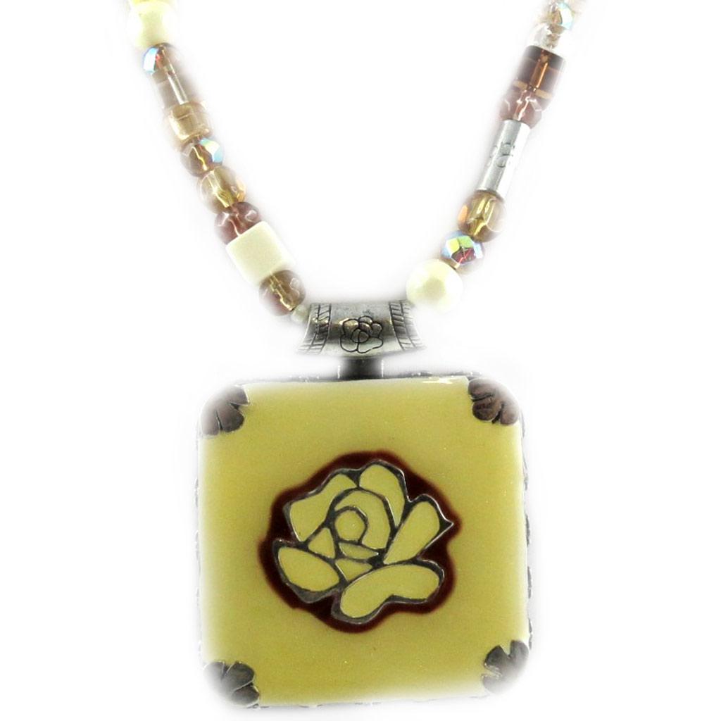 Les Trésors De Lily [E0634] — Дизайнерское колье «Гейша» бежевого цвета