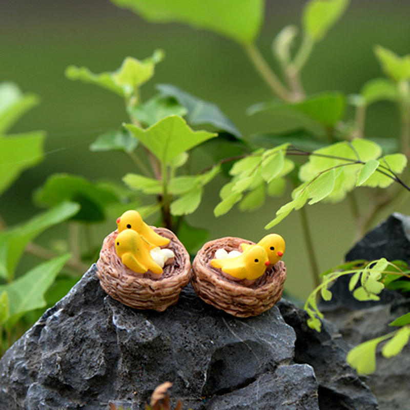 Mini Nest With Birds Fairy Garden Miniatures Gnomes Moss Terrariums Resin Crafts Figurines For Home Decoration Accessories