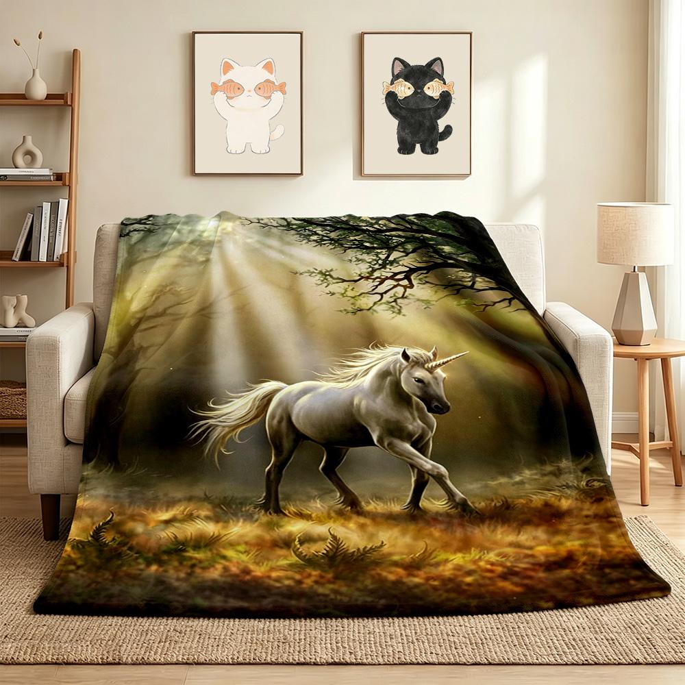 Unicorn Forest Flannel Blanket Throw Blanket Soft Warm Sofa Bed Camping Home Decor Unique Christmas Gift Cs9223