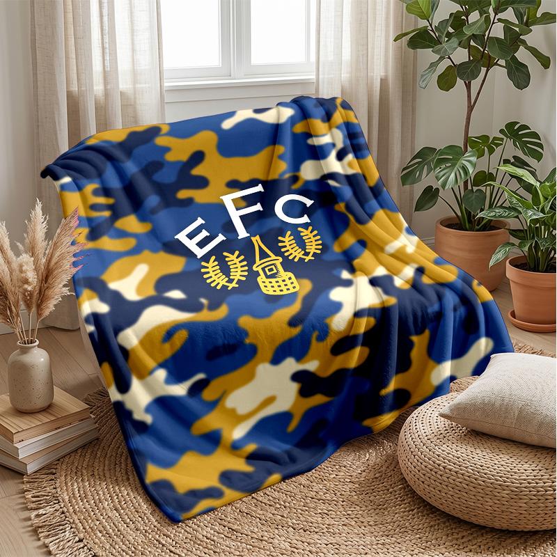 Everton Football Print Flannel Blanket, Soft Warm Lightweight Throw Blanket for Sofa Bed Camping