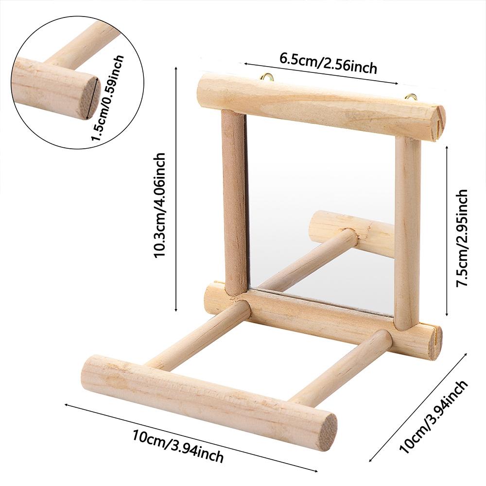 Зеркало для клетки для попугаев с жердочкой и деревянной подставкой для птиц Игрушка для попугаев Игрушка-зеркало для птиц