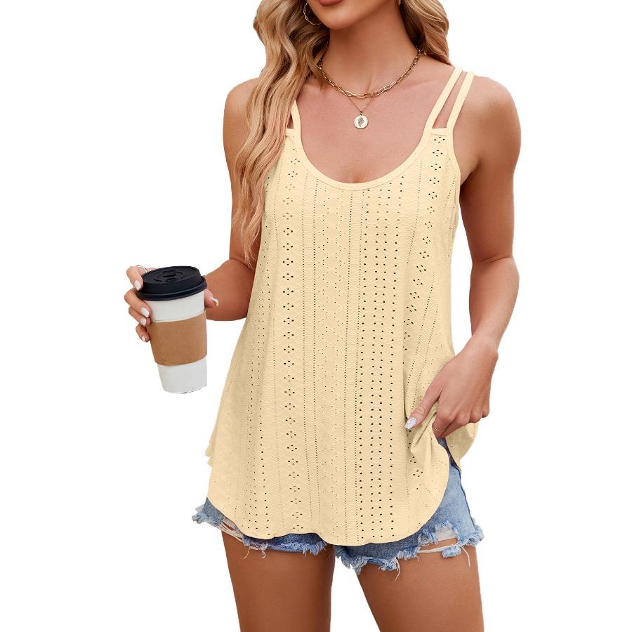 Женские летние однотонные топы на бретельках с круглым вырезом, сексуальный свободный жилет на бретельках