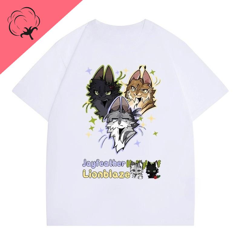 New Style Warrior Cats T Shirt Hot Sale Cat Lover Tee Short Sleeve Cotton Crewneck Kawaii Popular Y2k Clothes Unisex Tops