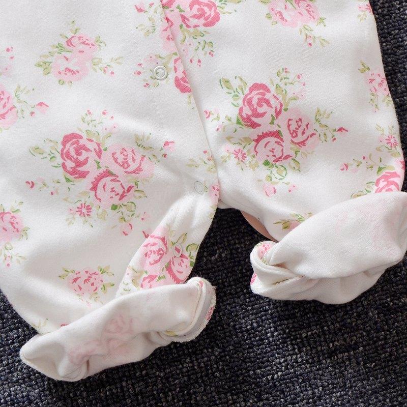 Весенне-осенняя одежда для новорожденных девочек, кружевной комбинезон принцессы с цветочным принтом, комплекты одежды, комбинезоны + шапки