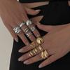 European & American Fashion Hollow Irregular Ring Set - Pleated Metal, Cross-Border Jewelry, Unique Style Women's Jewelry Ring
