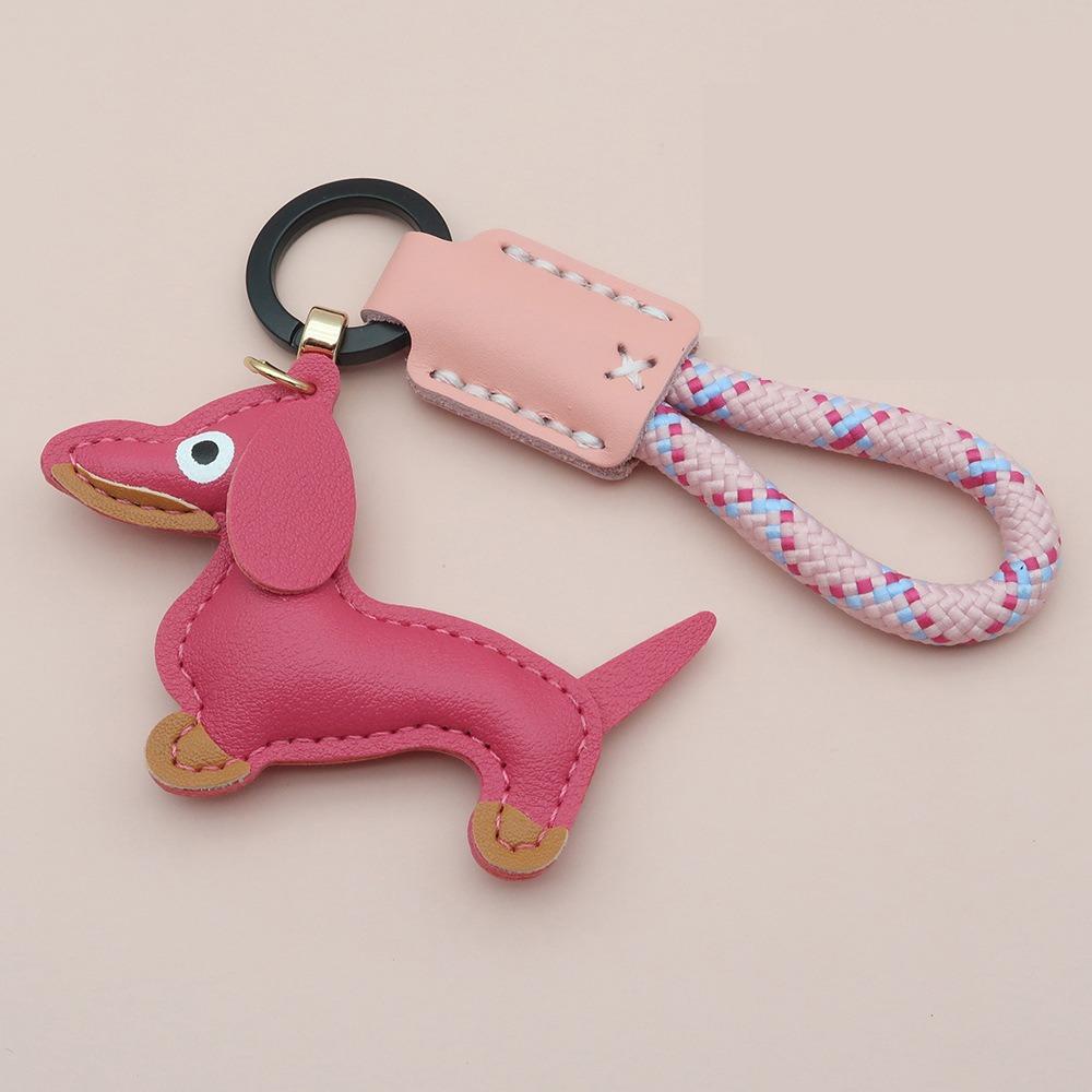 Модный брелок для ключей в виде таксы, мультяшный щенок, сумка, подвеска из искусственной кожи, вешалка, украшение для сумки