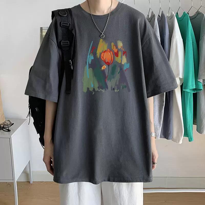 Unisexs Cotton Tshirts Black 3XL T Shirt for Unisex Casual Summer Wear Fashion Flower Print Tee Shirts White Unisex Clothing