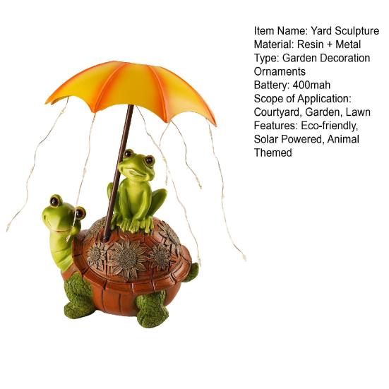 Садовая статуя черепахи-лягушки с солнечными светодиодными фонарями, уличный декор для сада, фигурка животного во дворе