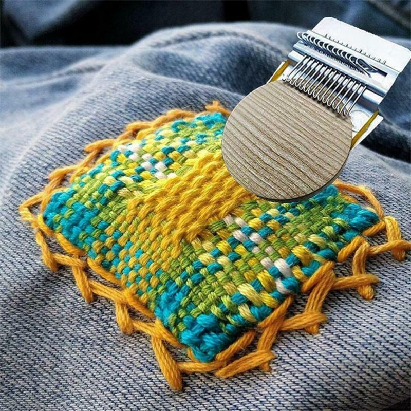 Knitting Tool Wood Handmade Personalized Mini Version Loom Darning Tool Wooden Disc (10 Hooks)