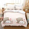 3D Printed Adorable Peach And Goma Cat Bedding Set New Sweet Couple Printed Duvet Cover Soft Bed Set For Girls Kids Room