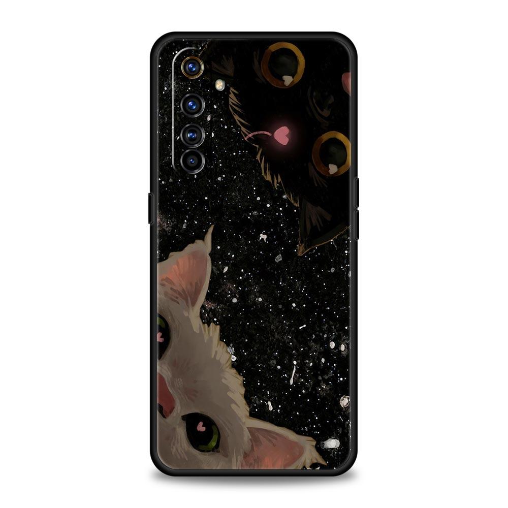 Cute Cat Case For Realme C67 C63 C55 C53 C35 C25 C21 GT 2 3 5 6 10 11 12 13 Pro Plus 5G Soft TPU Phone Cover Fundas Capas Bags