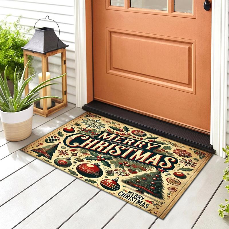 Merry Christmas Festive Greetings Carpet Printing Home Decor Art Protective Pad Fashion