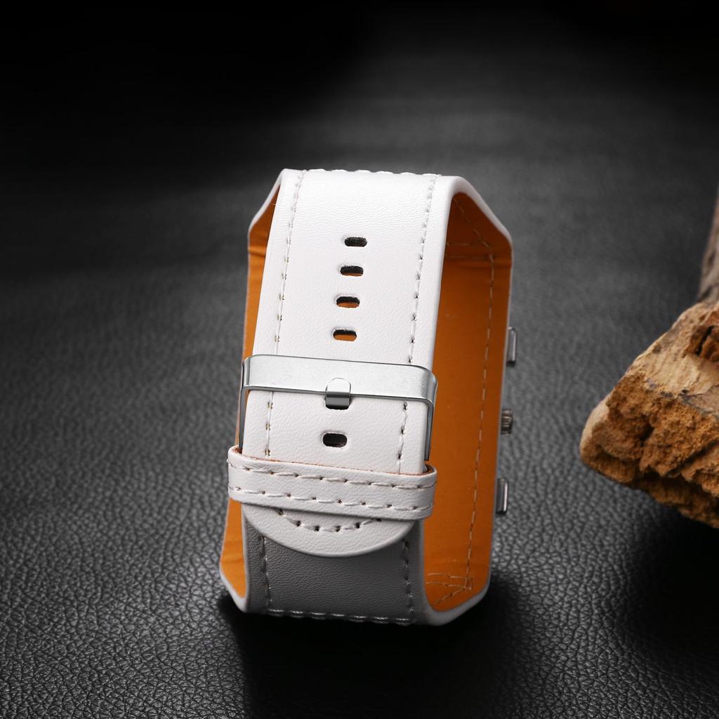 Square Analog Waterproof Leather Belt Quartz Watch Rock Punk Fashion Watch White Birthday Christmas Day Boyfriend Gift Men's Watch - Valentine's