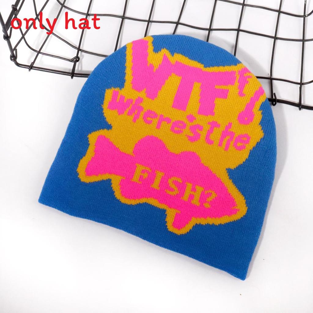 Fashion Color Blocked Letter Pattern Neutral Casual Warm Knitted Hat For Unisex Daily Fashion