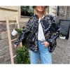 Women's Fall and Winter Printed Retro Patchwork Round Neck Cotton Coat Casual Comfortable Jacket