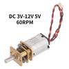 1 шт. Микро Мини Редукторный Двигатель N20 DC 3V-12V 5V 60 об/мин Низкая Скорость Полностью Металлический Редуктор Электродвигатель Аксессуары для DIY