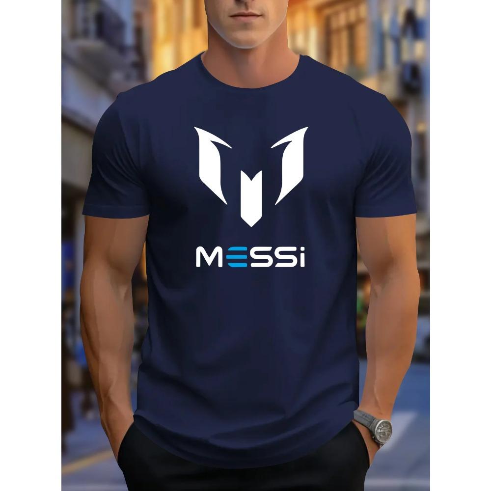 Новая летняя мужская футболка 2025 года с принтом Месси, с круглым вырезом, повседневная, модная и легкая мужская футболка из полиэстера