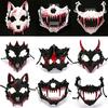 Half Face Mask Horror Halloween Costume Props Animal Skeleton Blood Mask with Elastic Straps for Halloween Cosplay Carnivals Masquerades