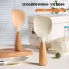Rice Spoon Silicone Rice Spoon Standable Non - Stick Rice Spoon, Food - Grade Silicone/Wood, Home Rice Cooker Serving Spoon