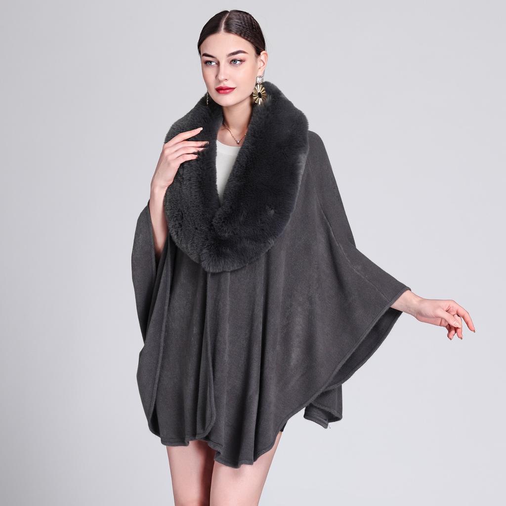 Женский воротник-шаль накидка большого размера вязаный кардиган свободная куртка-пончо