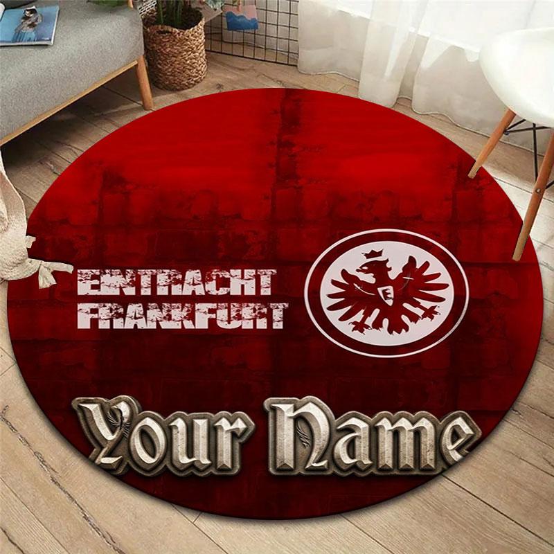 Eintracht Frankfurt Custom Name Round Area Rug,Carpet Rug for Living Room Bedroom Sofa Playroom Decor,Non-slip Floor Mat