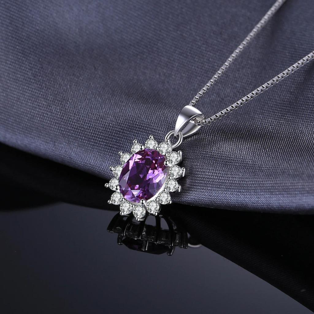 Новое созданное александрит-сапфир, натуральный аметист, гранат, синий топаз, стерлинговое серебро 925 пробы, ожерелье без цепочки
