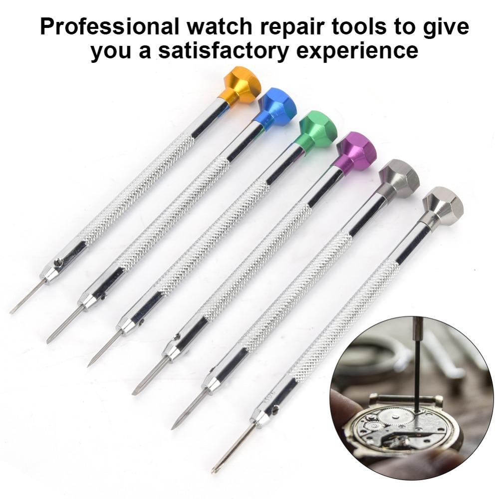 6pcs Silver Watch Screwdriver Aluminum Construction Watch Repair Tools  Watchmaking