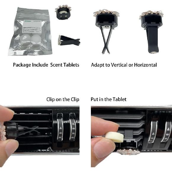 4pcs Cute Daisy Flowers Car Air Freshener Vent Clips,Girly Flowers Car Accessories for Women,4 Sizes Sparkle Black Silver Flower Car Vent