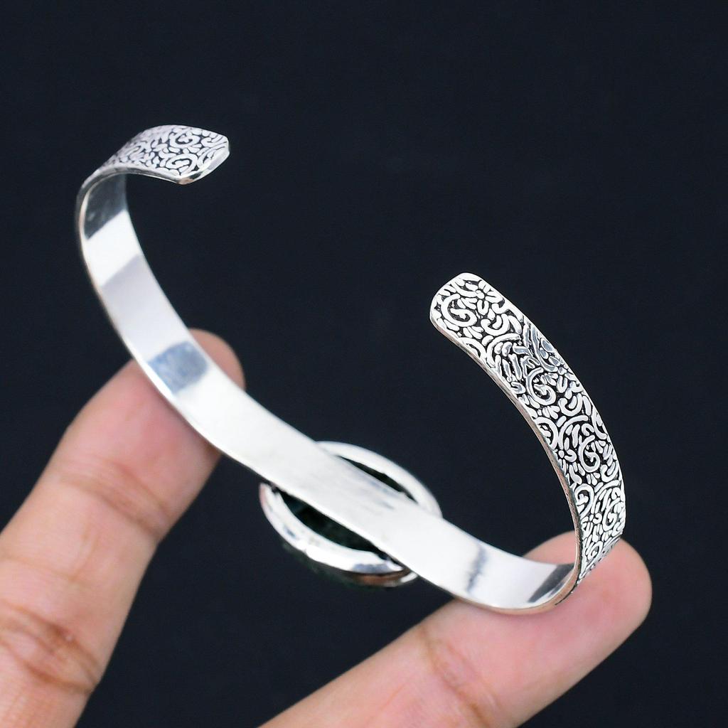 Овальный Натуральный Камбаба Яшма Юбилей Помолвка Новый Браслет Ювелирное Изделие 925 Серебро