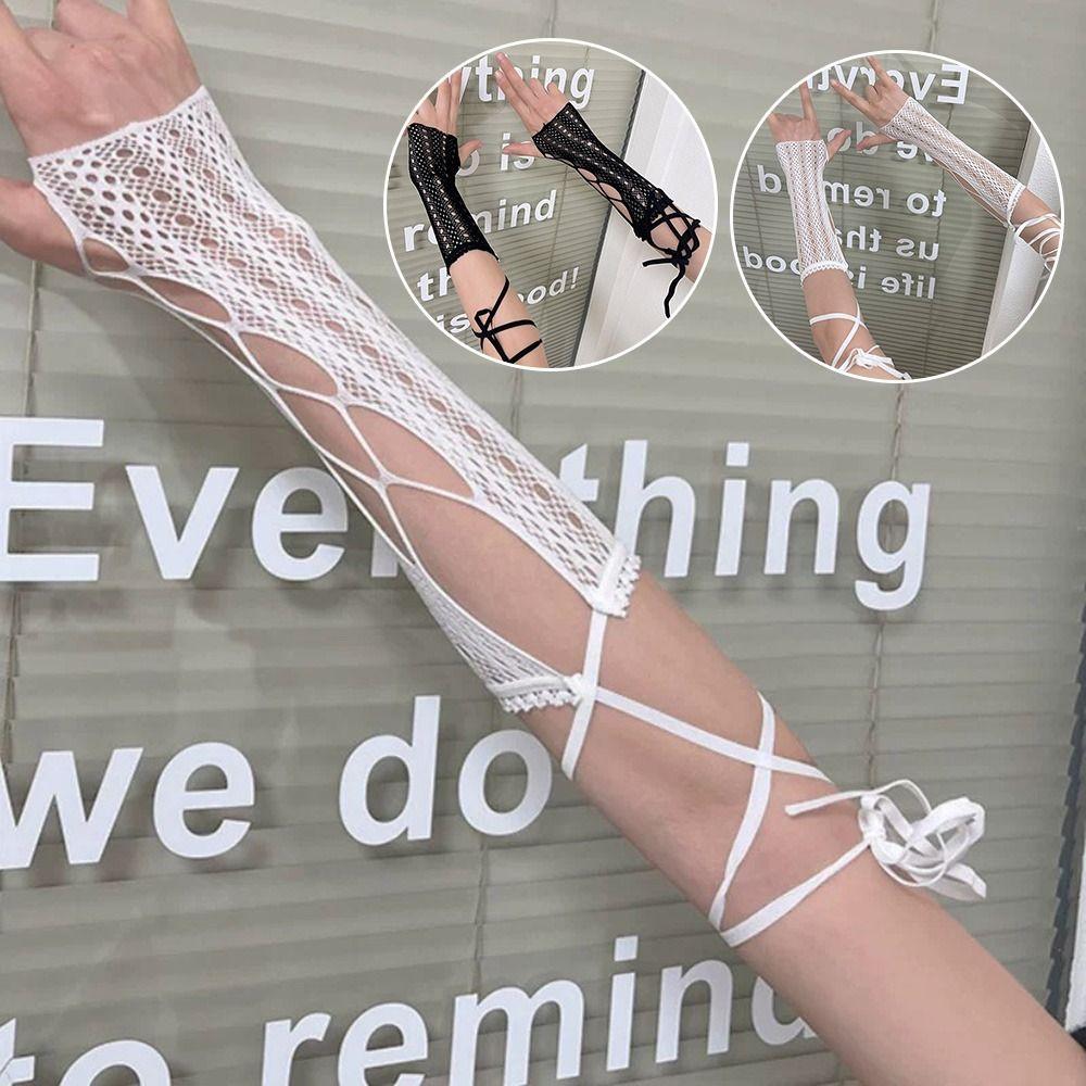 Retro Lace Punk Lace Hand Sleeves Y2k Strap Fingerless Gloves Clothing Decorate Accessories