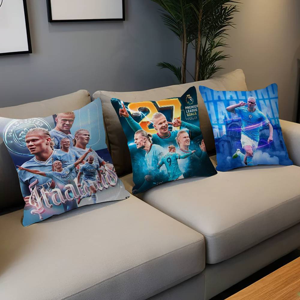 E-Erling B-Braut FootballStar H-Haaland Pillow Anime Pillow Sofa Bed Head Pillow Cover Cushion Cover 45x45 cm Fashion