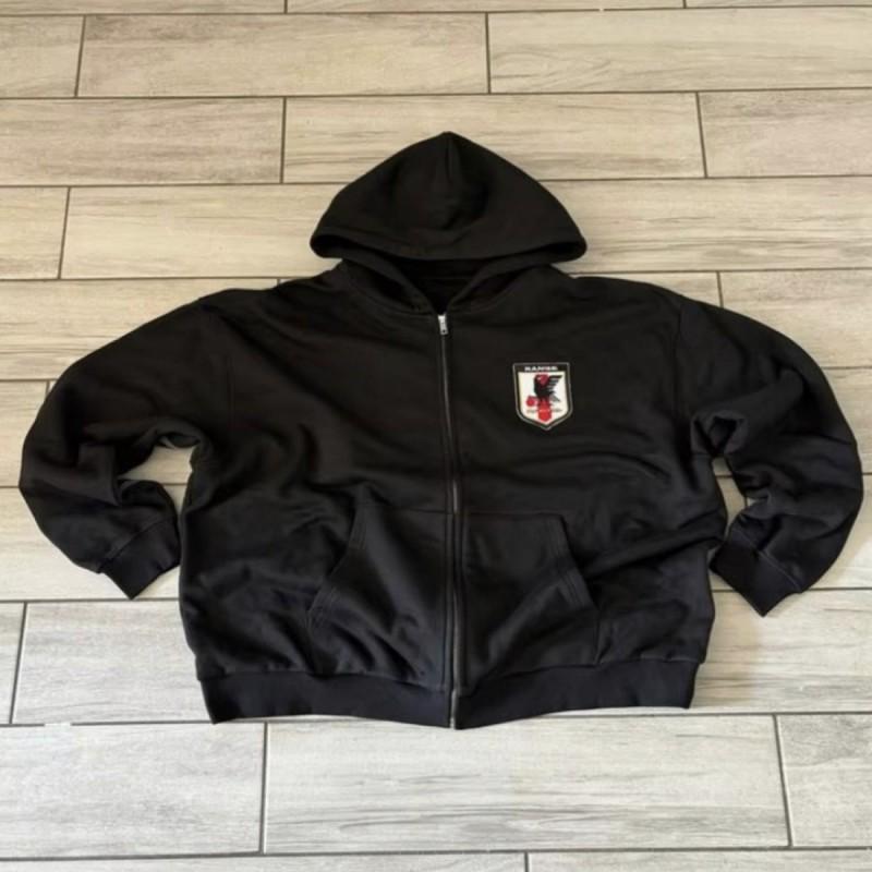 Mens Cotton Embroidered Patch Stripe Hooded Sweatshirt Jogger Pants Set Loose Sporty Casual Tracksuit 2025